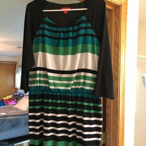 3/4 Sleeve Striped Dress